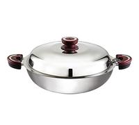 BUFFALO Clad Stainless Steel Wok Pan with Lid Flat Bottom 13 inch (32cm) Stir Frying Pan Tri-Ply Nonstick Cookware - Double Handle Cooking Pot for Induction/Electric/Gas Stoves