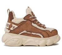 Buffalo Cld Chai Warm Women's Subtle Fur Lined Platform Snek Platforms (Beige Brown, UK 5)