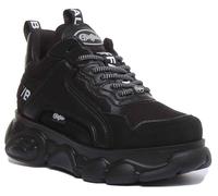 Buffalo Cld Chai Women Lace Up Chunky Sole Vegan Trainer In Black Size UK 3 - 8