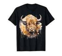 Buffalo Colorful Splash Artwork Bison Portrait Wildlife T-Shirt