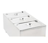Buffalo Commercial Bain Marie Food Warmer, 3 GN 1/3 Containers with Lids, Stainless Steel