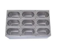 Buffalo Commercial Stainless Steel Bain Marie, 9 Compartments with Lids, 150mm Deep