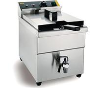 Buffalo Countertop Induction Deep Fat Fryer, Stainless Steel, 7.5 Litre | User-friendly dial temperature control, V-shaped oil pan with drainage tap, and a thermal safety cut-out.