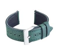Buffalo Crazy Horse Leather Watch Band Quick Release for Smart Watches 18×16 20×18 22×18 24×22 mm, Seven Colors, Waxed Vintage Top-Grain Leather Strap (Green, 20×18 mm)