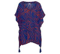 Buffalo Crepe V-Neck Beach Kaftan Dress Blue Print