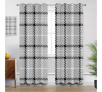 Buffalo Curtains - Grey Modern Retro Classic Plaid Check Bedroom Curtain Eyelet Blackout Thermal Insulated, Small Window Curtains for Living Room, W46 X D72, 2 Panels Drapes Home Decor
