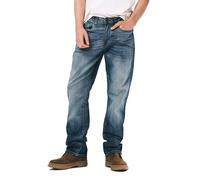 Buffalo David Bitton Men's Driven-x Relaxed Straight Fit Creased Denim Pant Jeans, Authentic and Sanded Indigo, 33W x 34L