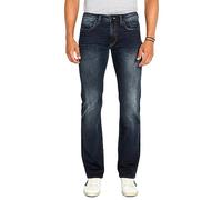 Buffalo David Bitton Men's Relaxed Straight Leg Driven Jean with Stretch Fabric, Crinkled and Sanded Indigo, 36W x 34L
