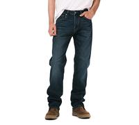 Buffalo David Bitton Men's Relaxed Straight Leg Driven Jean with Stretch Fabric, Crinkled and Sanded Indigo, 38W / 34L