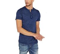 Buffalo David Bitton Men's Short Sleeve Kasum Henley Shirt, Burnout Wash Whale, XL