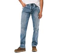 Buffalo David Bitton Men's Straight Six Jeans, Whiskered and Contrasted Indigo, 34W x 34L