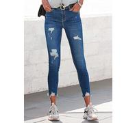 Buffalo Distressed Skinny Jeans Dark Blue Washed