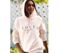 Buffalo Dropped Shoulder Print Hoodie Light Pink Marl