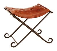 Buffalo Folding Stool - Tan - Leather with Metal