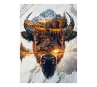 Buffalo Forest Mountain Jigsaw Puzzle, 1000 Pcs Indoor Adult Game
