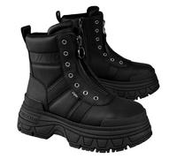 Buffalo FUSION FRONT ZIP Women’s Platform Combat Boots Black Vegan Nappa Front-Zip Booties - Black 6