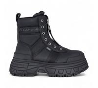 Buffalo Fusion Front Zip Womens Black Chunky Platform High Ankle Combat Boots