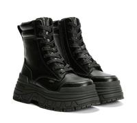 Buffalo Fusion Lace Up Mid Women's Black Boots - UK 4 / EU 37 / US 6.5