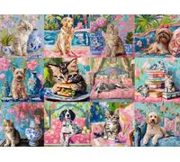 Buffalo Games - Bonjour - Sophie Clima - Cats and Dogs Collage - 1000 Piece Jigsaw Puzzle for Adults - Challenging Puzzle Perfect for Game Nights