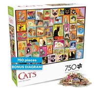 Buffalo Games - Cats on Stamps - 750 Piece Jigsaw Puzzle for Adults Challenging Puzzle Perfect for Game Nights - Finished Size 24.00 x 18.00