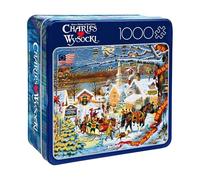 Buffalo Games - Charles Wysocki - Small Town Christmas - 1000 Piece Jigsaw Puzzle for Adults - Collectible Tin Case - Finished Size is 26.6 x 19