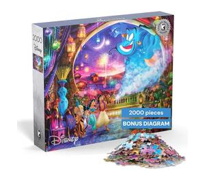 Buffalo Games - Silver Select - Disney - Aladdin - 2000 Piece Jigsaw Puzzle for Adults -Challenging Puzzle Perfect for Game Nights - Finished Size is 38.50 x 26.50