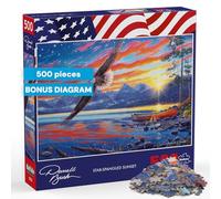 Buffalo Games - Star-Spangled Sunset - Darrell Bush - 500 Piece Patriotic Jigsaw Puzzle for Adults - American Nature Sunset Scene with Bald Eagle - Fourth of July Artwork, Adult Puzzles