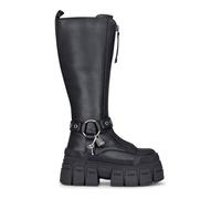 Buffalo GOSPHER BIKER HI Women’s Platform Black Vegan Nappa Knee-High Boots - Black 6