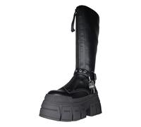 Buffalo GOSPHER BIKER HI Women’s Platform Black Vegan Nappa Knee-High Boots - Black 7