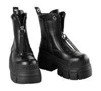 Buffalo GOSPHER ZIP BOOT Women’s Front-Zip Black Vegan Nappa Chunky Platform Ankle Boots - Black 6.5