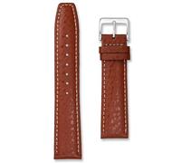 Buffalo Grain Calf Leather Strap | 18 mm Medium Brown | Premium Italian Style Replacement Watch Band | White Stitching | Polished Buckle | Men & Women | Spring Bars & Tool Included (18mm, Mid Brown)