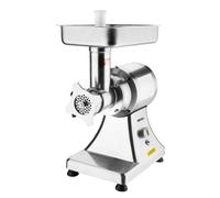 Buffalo 550W Heavy Duty Meat Mincer Size 12, Silver, Aluminium & Stainless Steel, Output: up to 130 kg/hour - Includes 6 & 8 mm Perforated Plates, Feeder Pan, Pusher & Sausage Tube - CH133