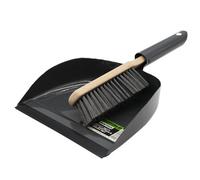 Buffalo Heavy Duty Metal Dustpan With Lok-In Soft Wooden Brush