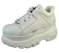 Buffalo for woman. 1533230 London white leather sneakers -Platform height 6 cm (41), 5 to 8 cm, Laces, Casual