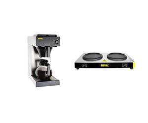 Buffalo Manual Fill Filter Coffee Machine & 160W Twin Brewed Coffee Drink Warmer Hot Plates |2x Independently Controlled Hotplates | L413