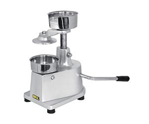 Buffalo Manual Hamburger Machine 270x280x280mm, 100mm Press | Shapes consistent 4oz patties up to 138g using a built-in separator hopper, portable for easy commercial catering setup.