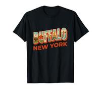 Buffalo New York Famous Icons Inside Retro Typography T-Shirt