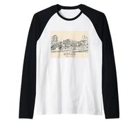 Buffalo New York Vintage Skyline Drawing Raglan Baseball Tee