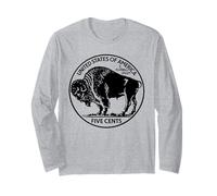 Buffalo Nickel Vintage Coin Design Classic American Currency Long Sleeve T-Shirt