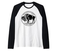 Buffalo Nickel Vintage Coin Design Classic American Currency Raglan Baseball Tee