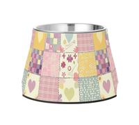 Buffalo Pastel Patchwork Bowls for Dogs with Stand Stainless Steel Metal Pets Bowls for Loving Pet Whisker Relief