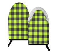 Buffalo Plaid Black Chartreuse Oven Mitts Short Kitchen Oven Gloves