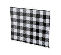 Buffalo Plaid Black Gray Pattern Acrylic Cutting Board with Counter Lip Non Slip Clear Cutting Board for Kitchen Countertops Protector, Large Size 16”×13”