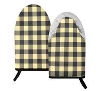 Buffalo Plaid Black Yellow Oven Mitts Short Kitchen Oven Gloves