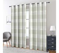 Buffalo Plaid Blackout Curtains Bedroom 66x72, Gingham Modern Green Curtains for Home Decor, Living Room, Thermal Eyelet Patterned Window Drapes, 72 Inch Drop 2 Panels MW49
