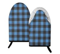 Buffalo Plaid Blue Black Oven Mitts Short Kitchen Oven Gloves