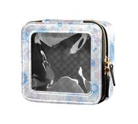 Buffalo Plaid Blue Black Waterproof Clear Small Makeup Bag for Purse Toiletry with Zipper Cosmetic Organizer for Women Girls, Underwater Creatures Starfish Sea Horse, One Size