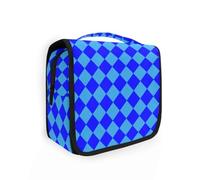Buffalo Plaid Blue Cyan Toiletry kit for Men with Hanging Hook Cute Waterproof Toiletry Bag Gym