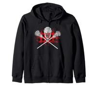 Buffalo Plaid Boys Lacrosse Christmas Matching Family Pajama Zip Hoodie