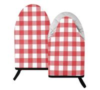 Buffalo Plaid Bright Red Oven Mitts Short Kitchen Oven Gloves